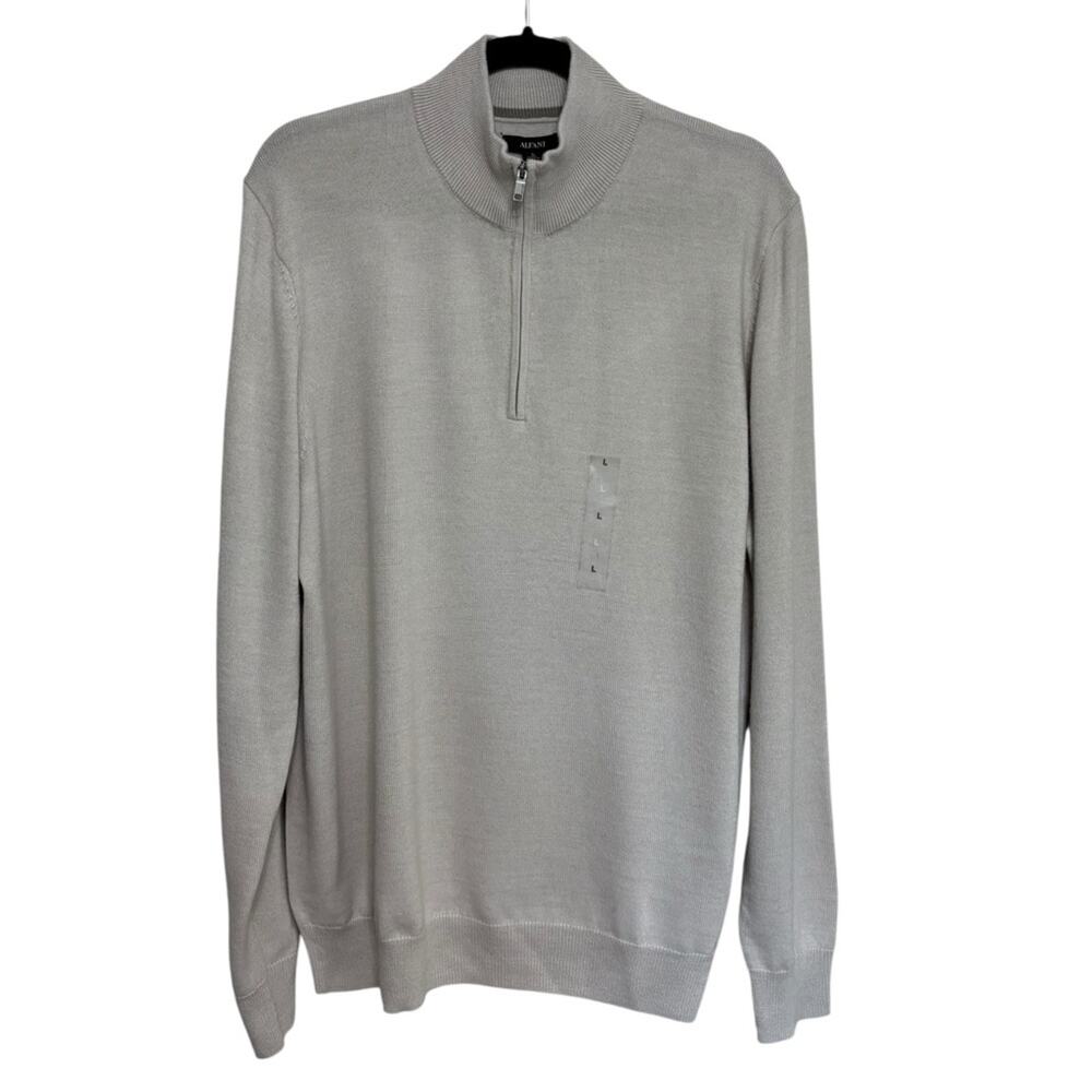 NEW Alfani Men’s Extra Fine Merino Wool Blend Quarter Zip Sweater - Size L